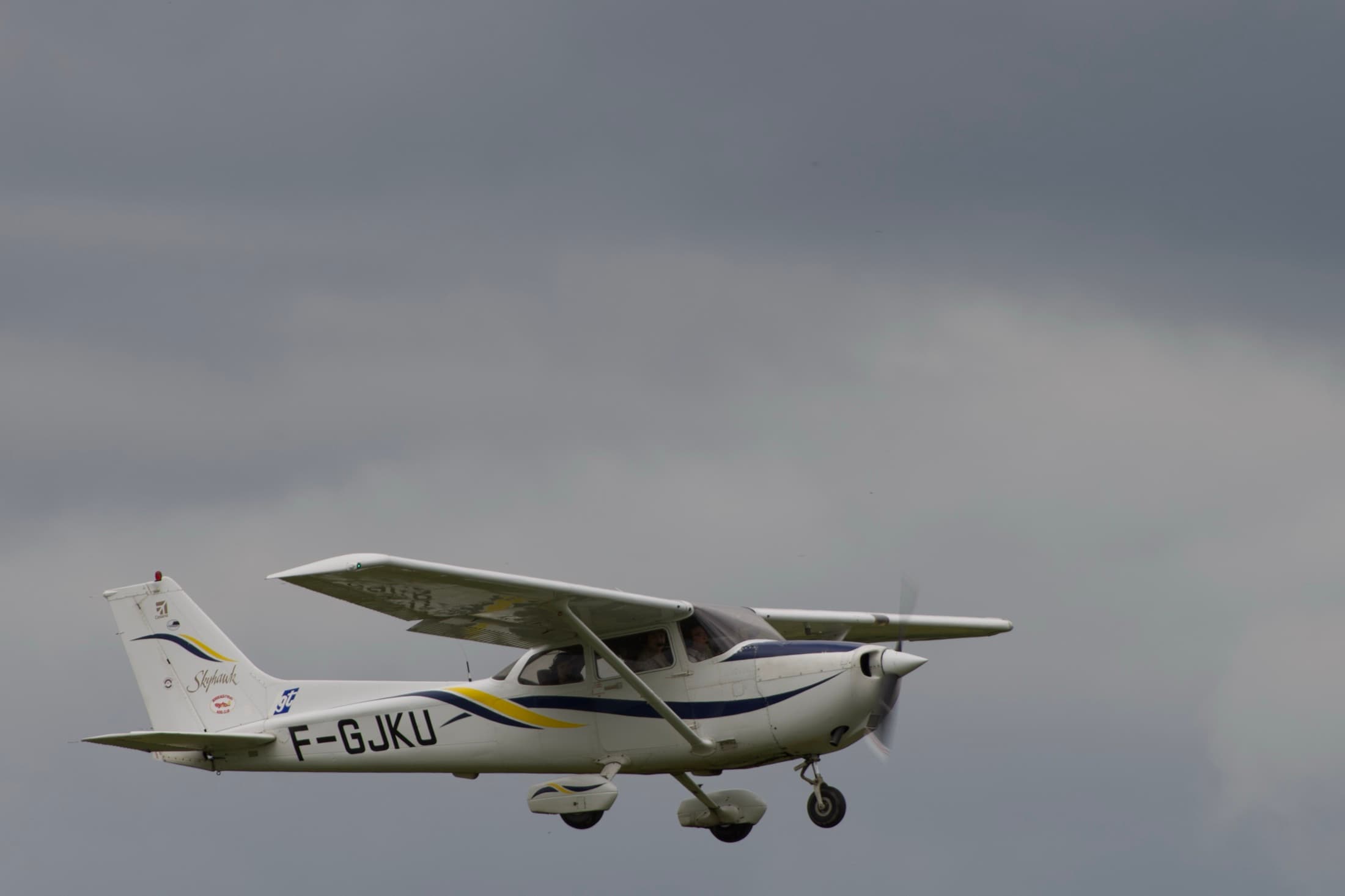Cessna 172R Skyhawk F-GJKU en vol, vue rapprochée